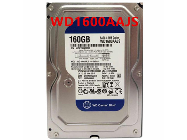 HDD For WD 160GB 3.5' SATA 3 Gb/s 8MB 7200RPM For Internal Hard Disk For Desktop HDD For WD1600AAJS