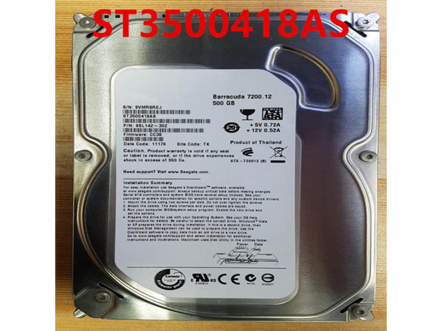 98% HDD For Seagate 500GB 3.5' SATA 3 Gb/s 16MB 7200RPM For Internal HDD For Desktop HDD For ST3500418AS