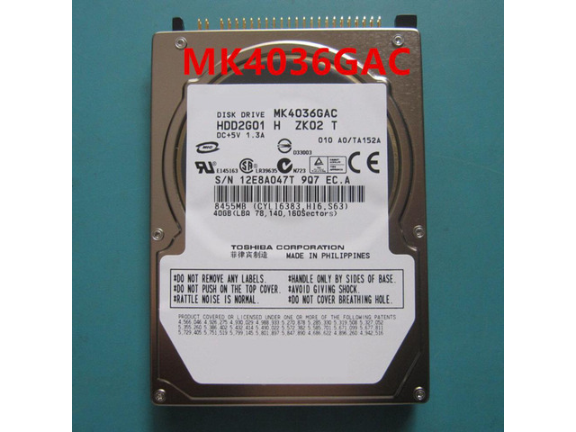 HDD For Toshiba 40GB IDE 8MB 4200RPM For Internal HDD For Notebook HDD For MK4036GAC