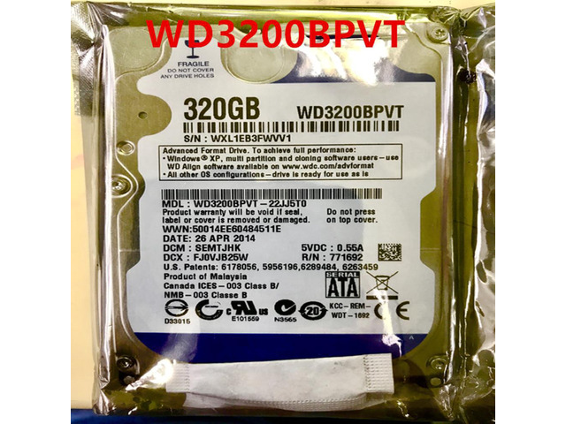 HDD For WD 320GB 2.5' SATA 3 Gb/s 8MB 5400RPM For Internal HDD For Laptop HDD For WD3200BPVT