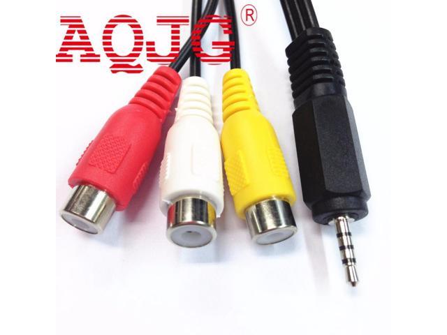 Top Quality 2.5 mm Composite AV Audio Video Connector Cable Cord Male to 3 RCA A56 AQJG