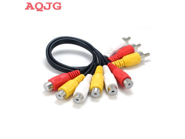 Hot 3 RCA Male To 6 RCA Female Plug Splitter Audio TV DVD Video Adapter AV Cable 3 RCA Male To 6 RCA Female Plug