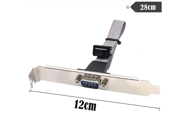 RS232 Serial D-Sub DB9 9Pin Male to IDC 10Pin Female Ribbon Cable Full-hight bracke 0.28m