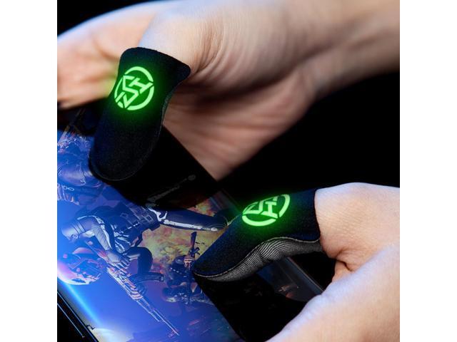 1 Pair Finger Sleeve Breathable Sweat Proof Luminous Finger Thumb Sleeve Gloves Anti Slip 0.3mm Ultra-thin for PUBG Mobile