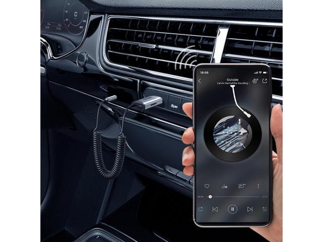 Flexible Audio Receiver Dongle Bluetooth-compatible 5.3 Handsfree Car Dongle 3.5mm Jack Built-in Microphone Support TF Card