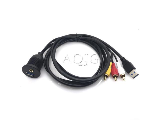 1m Car Dashboard Flush Mount Panel USB 3.0 3.5mm AUX RCA Extension Flush Mount Male to Female Cable Car Styling Dashboard
