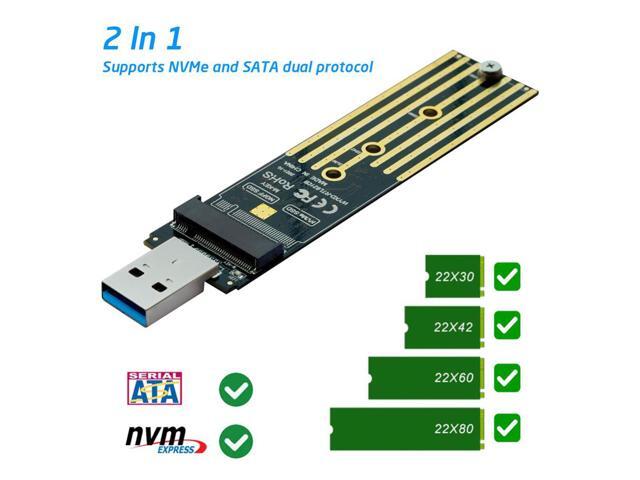 M2 SSD Adapter NVMe Enclosure M.2 to USB 3.1 Case for NVME PCIE NGFF SATA M/B Key 2230/2242/2260/2280 SSD RTL9210B Dual Protocol