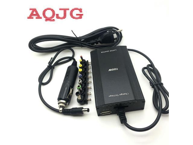 Metal Universal Adapter for Laptop In Car DC Charger Notebook AC Adapter Power Supply 100W with cigarette lighter Ac cable AQJG