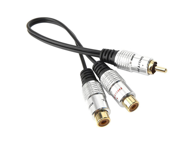 metal RCA Female to Dual 2-RCA Male Gold Plated Adapter, Stereo Splitter Y Audio