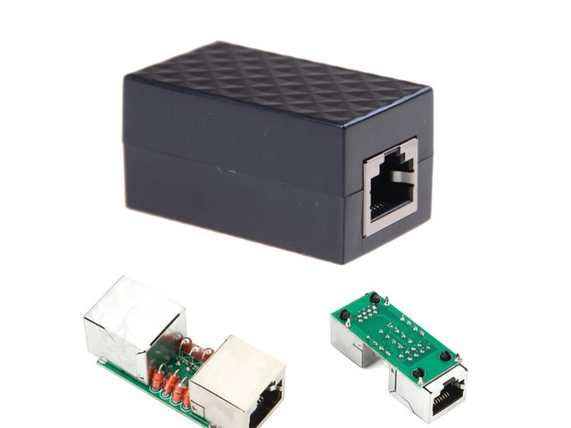 Lightning Arrester Ethernet Surge Protector RJ-45 Ethernet Cable Join Extension Converter Adapter Coupler