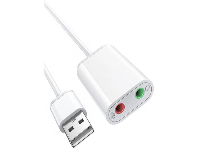 USB to Audio Jack Sound Card Adapter,KEHIPI with Dual TRS 3-Pole 3.5mm Headphone and Microphone USB to Aux 3.5mm External Audio Converter for...