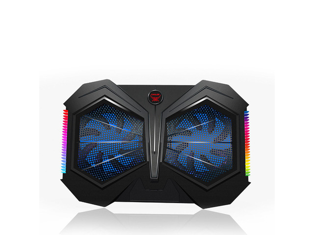 RGB Laptop Cooling Cooler Fan Pad Gaming Laptops Radiator Cooling Stand, Double Quiet high Speed Turbine Large air Volume USB Laptop Heavy...