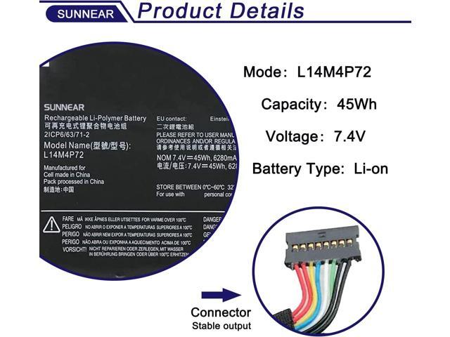 L14M4P72 45Wh Laptop Battery Replacement for Lenovo Yoga 3-1470Yoga 700-14ISK Series Notebook L14S4P72 5B10G84689 5B10K10226 5B10G75095 5B10K10224...