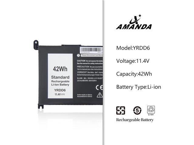 Amanda 42Wh YRDD6 1VX1H Battery for Dell Inspiron 5482 5485 7586 3583 5491 5591 5481 3310 2-in-1 5593 5480 3493 3593 3793 3582 5581 5584 5590 3584...