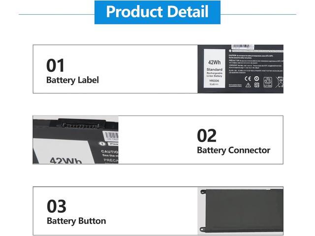 Amanda 42Wh YRDD6 1VX1H Battery for Dell Inspiron 5482 5485 7586 3583 5491 5591 5481 3310 2-in-1 5593 5480 3493 3593 3793 3582 5581 5584 5590 3584...