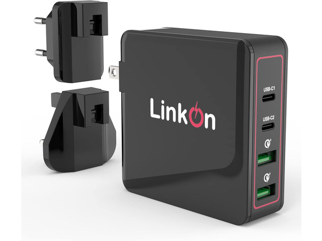 LinkOn Ganius 166W (136W Certified) Wall Charger GaN Tech 100W USB-C PD3.0 PPS and 18W USB-A QC4.0+ Compatible with MacBook Dell HP Surface Lenovo...
