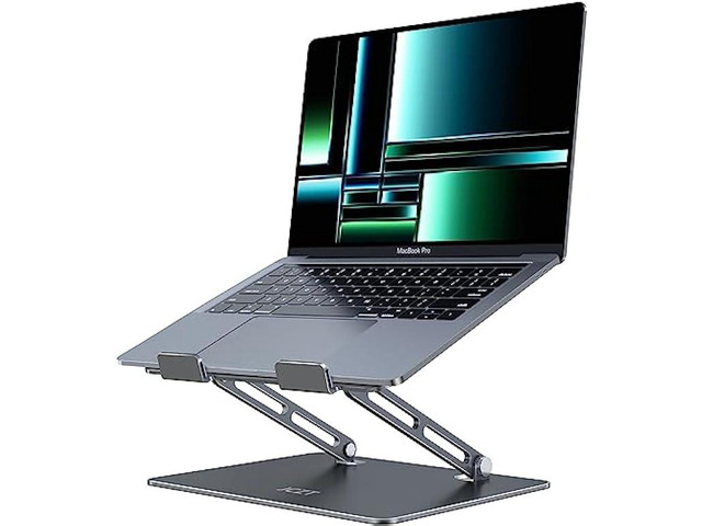 JCZT Foldable Laptop Stand for Desk, Adjustable Height Ergonomic Computer Stand, Aluminum Portable Laptop Stands Holder Riser for MacBook Air Pro,...