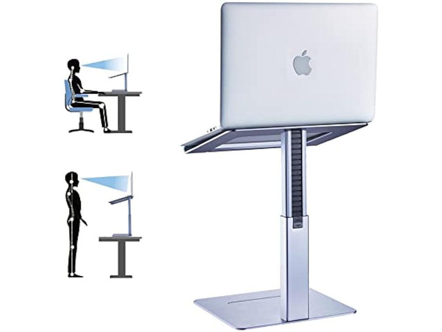 DJ Laptop Stand Adjustable Height, Laptop Raised Stand for for Desk, Standing & Sitting Mode, Laptop Riser Stand of Elevated Stand, Tall, Strong...