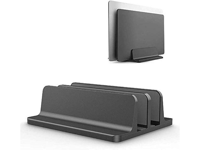 Universal Laptop Vertical Stand, Dual Desktop Stand Adjustable Notebook Stand (up to 17.3 inches) for Samsung/HP/Dell/Chrome Book laptops (Black)