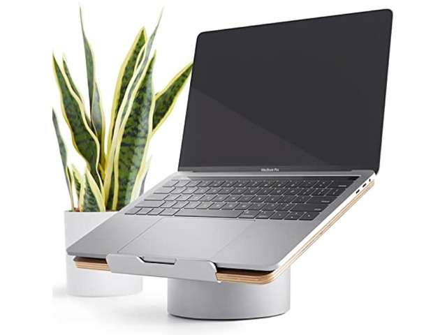 HumanCentric Laptop Stand for Desk Laptop Riser for Desk in Space Gray Aluminum Compatible with MacBook Stand, Black Walnut Wood Laptop Stand,...