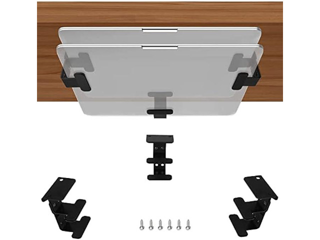 IFCASE 2 Tier Under Desk Laptop Mount, Double Decker Metal Under Desk Shelf Holder for Laptop, MacBook Pro, Keyboard with Anti-Scratch Silicone...