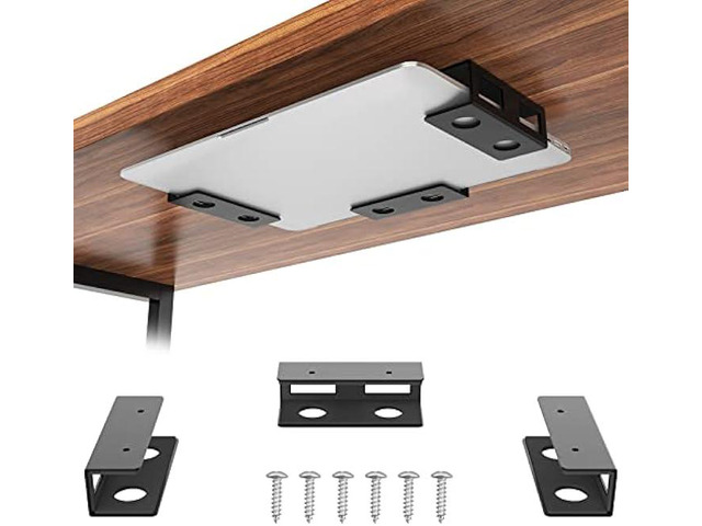 GOME Under Desk Laptop Mount Metal Bracket with Felt Board to Protect Your Laptop, Under Desk Laptop Tray Holder Desk Shelf with Screws to Enhanced...