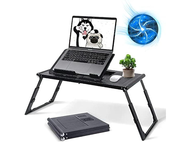 Laptop Desk for Bed,Asltoy Laptop Bed Tray Table,Foldable Lap Desk Tablet Stand Notebook Bed Tray Desk with Internal USB Fans Laptop Table Height &...