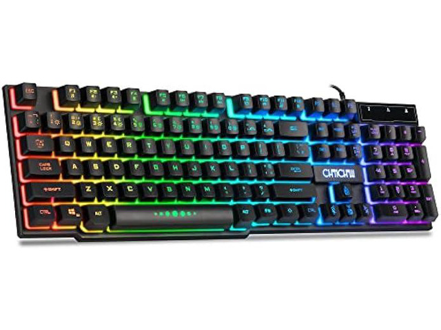 CHONCHOW Wired Gaming Keyboard for Mac PC PS5 PS4 Xbox One Gamers, RGB Backlit LED Mechanical Feel Keyboard with Multimedia Keys Number Pad, 104...