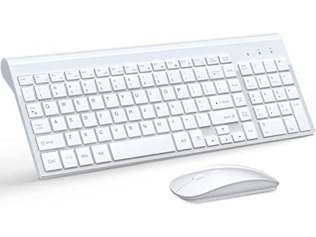 Wireless Keyboard and Mouse Ultra Slim Combo, TopMate 2.4G Silent Compact USB Mouse and Scissor Switch Keyboard Set with Cover, 2 AA and 2 AAA...
