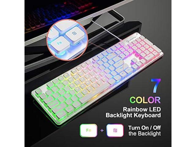 LANGTU Membrane Gaming Keyboard, Rainbow LED Backlit Quiet Keyboard for Office, USB Wired All-Metal Panel 25 Keys Anti-ghosting Computer Keyboard...
