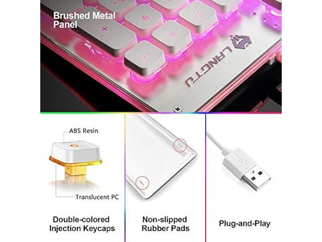 LANGTU Membrane Gaming Keyboard, Rainbow LED Backlit Quiet Keyboard for Office, USB Wired All-Metal Panel 25 Keys Anti-ghosting Computer Keyboard...