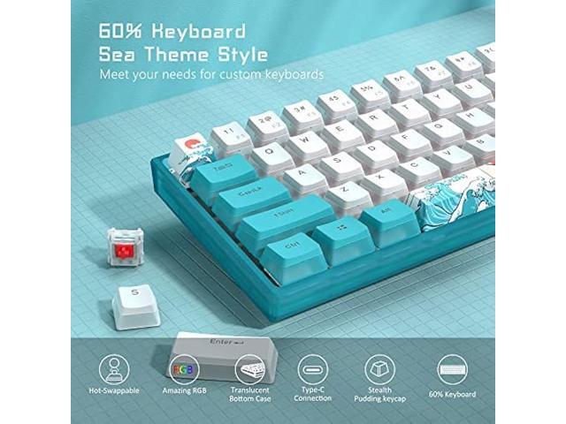 Womier 60% Percent Keyboard, WK61 Mechanical RGB Wired Gaming Keyboard, Hot-Swappable Keyboard with PBT Keycaps for Windows PC Gamers - Linear Red...