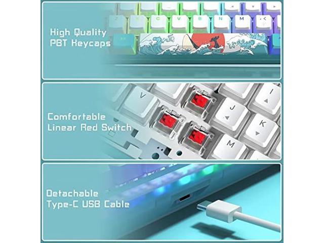 Womier 60% Percent Keyboard, WK61 Mechanical RGB Wired Gaming Keyboard, Hot-Swappable Keyboard with PBT Keycaps for Windows PC Gamers - Linear Red...