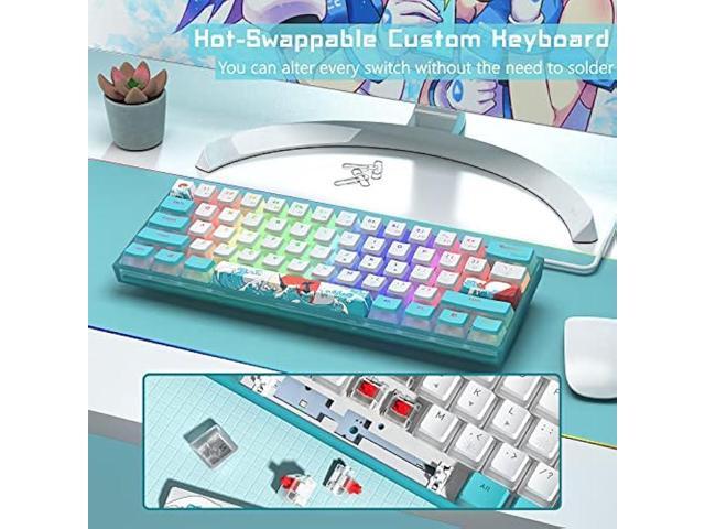 Womier 60% Percent Keyboard, WK61 Mechanical RGB Wired Gaming Keyboard, Hot-Swappable Keyboard with PBT Keycaps for Windows PC Gamers - Linear Red...