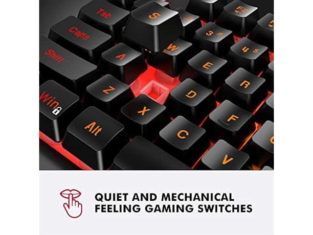 NPET K10 Wired Gaming Keyboard, LED Backlit, Spill-Resistant Design, Multimedia Keys, Quiet Silent USB Membrane Keyboard for Desktop, Computer, PC...