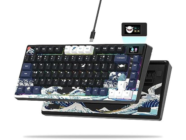 XVX S-K80 75% Keyboard with Color OLED Display Mechanical Gaming Keyboard, Hot Swappable Keyboard, Gasket Mount RGB Custom Keyboard, Pre-lubed...
