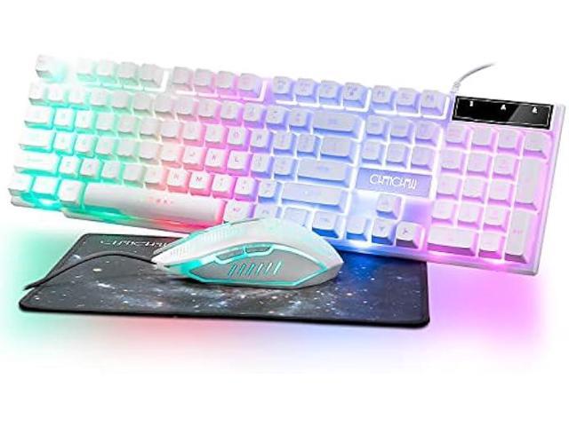 Gaming Keyboard and Mouse Combo-Rainbow Keyboard &Gaming Mouse LED Backlit 3600DPI Wired Mechanical Feeling Compatible with Windows Mac Xbox one.