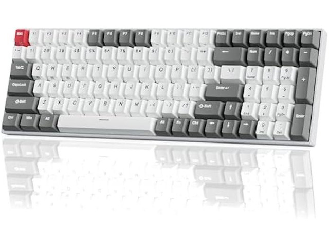 RK ROYAL KLUDGE RK100 Wireless Mechanical Keyboard, Bluetooth5.1/2.4G/Wired 96% Full Size 100-Key Hot Swappable Gaming Keyboard with 3 USB Ports,...