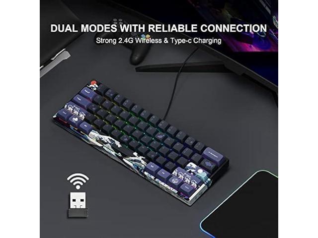 HITIME XVX 60% Gaming Keyboard, Rechargeable RGB Wireless Mechanical, Mini 60 Percent Gamer Keyboard with Hot-Swappable Gateron G Yellow Pro Switch...