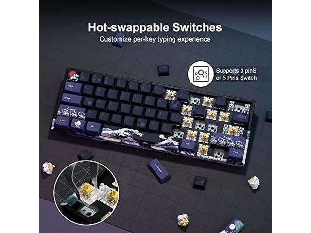 HITIME XVX 60% Gaming Keyboard, Rechargeable RGB Wireless Mechanical, Mini 60 Percent Gamer Keyboard with Hot-Swappable Gateron G Yellow Pro Switch...