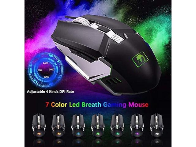Wireless Gaming Keyboard and Mouse Combo,3 in 1 Rainbow LED Rechargeable Keyboard Mouse with 3800mAh Battery Metal Panel,10 Colors RGB Gaming Mouse...