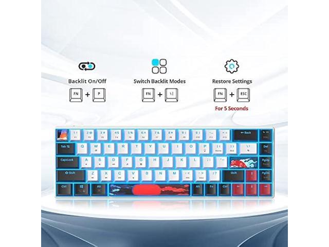 Ussixchare 60 Percent Gaming Keyboard 68 Keys Mechanical Keyboard LED Backlit Compact Wired Keyboard with Red Switch for Windows MAC PS4/5 Xbox...