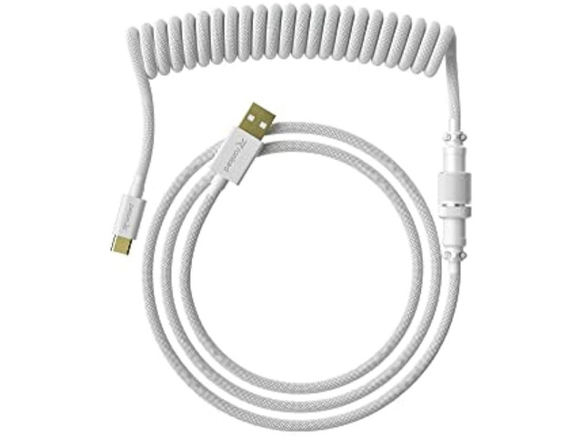Ranked Coiled Keyboard Cable Handcrafted Double-Sleeved Braided Cable USB Type C to A 5-Pin Aviator Connector for Custom Mechanical Gaming...