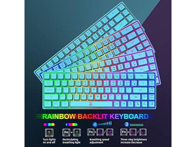 Snpurdiri 60% Wireless Gaming Keyboard and Mouse Combo,LED Backlit Rechargeable 2000mAh Battery,Small Membrane But Mechanical Feel Keyboard + 6D...