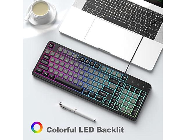 Camiysn Gaming Keyboard, 98 Keys Wired Quiet Gaming Keyboard with Ergonomic Keycaps Colorful Backlit, Multimedia Keys, Anti-Ghosting Keyboard for...