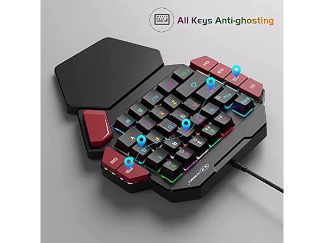 MageGee One Handed Professional Gaming Keyboard, RGB Backlit 35 Keys Mini Wired Mechanical Keyboard with Blue Switch for PC Gamer, Support 6 Macro...