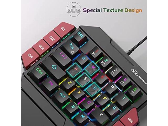 MageGee One Handed Professional Gaming Keyboard, RGB Backlit 35 Keys Mini Wired Mechanical Keyboard with Blue Switch for PC Gamer, Support 6 Macro...