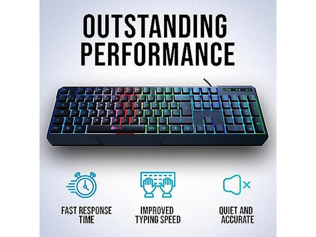 KLIM Chroma Gaming Keyboard Wired USB - New 2023 - Durable Ergonomic Waterproof Silent Backlit - Ideal for Gaming and Office - Teclado Gamer - 2 ms...