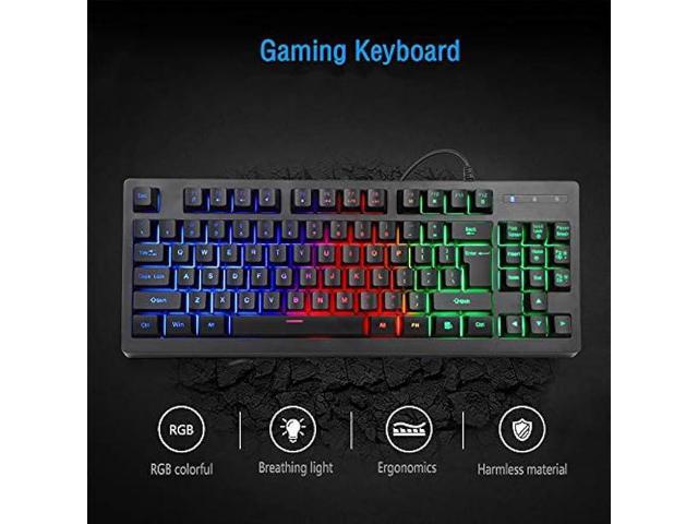 RGB 87 Keys Gaming Keyboard and Backlit Mouse Combo,BlueFinger USB Wired Rainbow Keyboard,Gaming Keyboard Set for Laptop PC Computer Game and Work