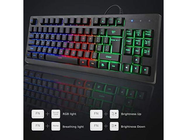 RGB 87 Keys Gaming Keyboard and Backlit Mouse Combo,BlueFinger USB Wired Rainbow Keyboard,Gaming Keyboard Set for Laptop PC Computer Game and Work